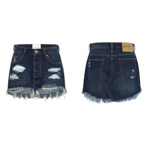 One Teaspoon NWT Junkyard Denim Distressed Skirt in Dark Wash Size 28 MSRP $120‎